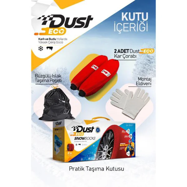 Dust Eco Kar Çorabı Lastik Kaydırmazı 2 Adet Montaj Seti