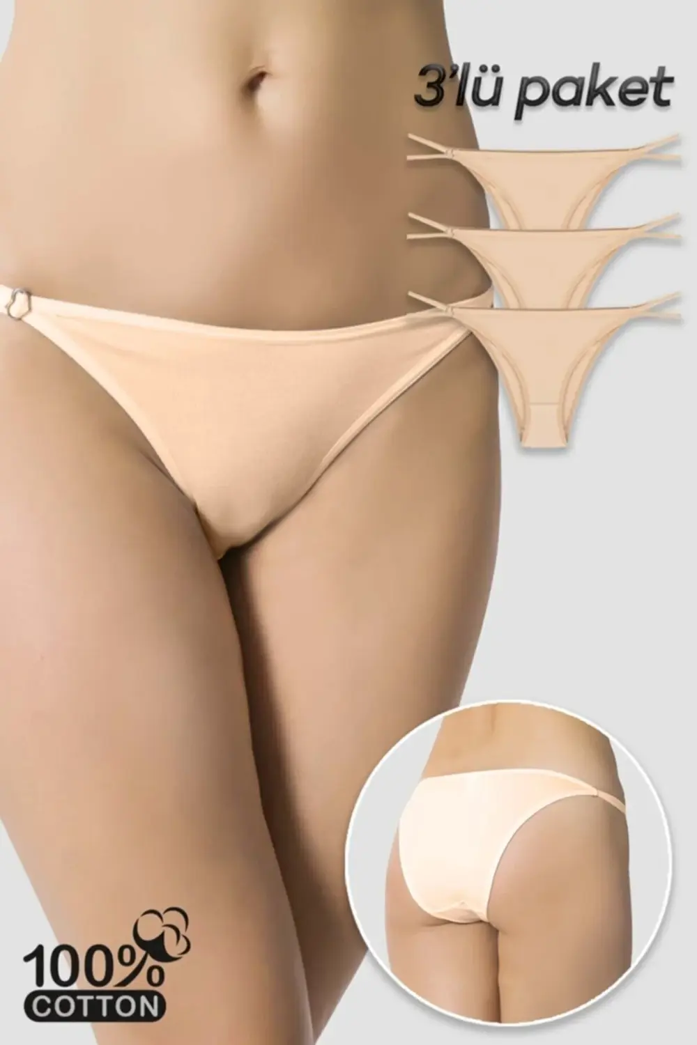 Düşük Bel Ip Kenar Külot 3'lü Paket 1449mdm