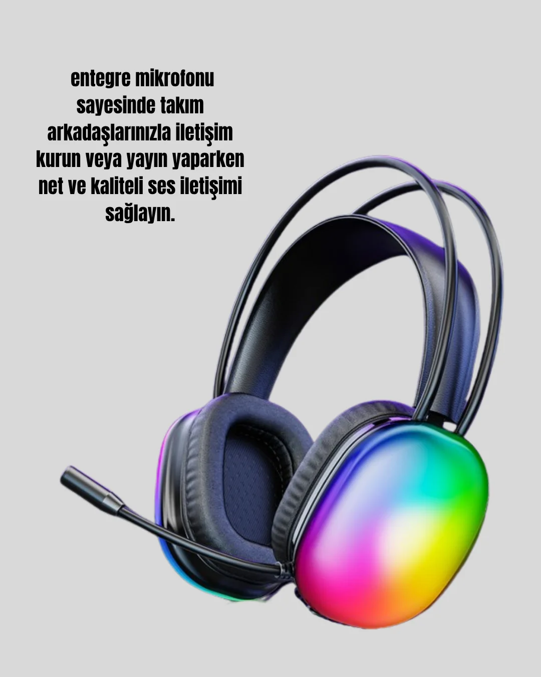 Düşük Gecikmeli Bluetooth 5.3 Gaming Kulaklık – RGB Işıklı
