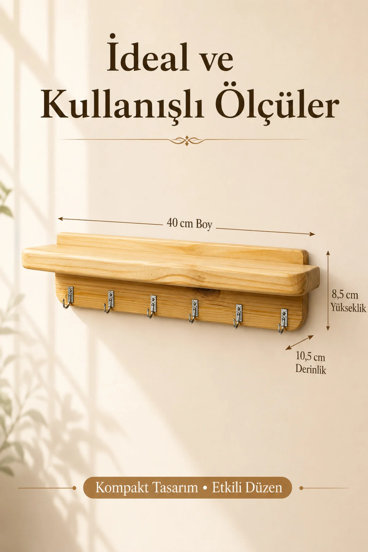 Duvar Askılığı Ahşap Portmanto Kıyafet Askılığı, Anahtarlık
