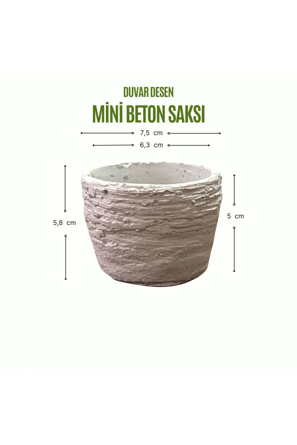 Duvar Desen Beton Saksı 0,15 Litre - Kaktüs Sukulent Saksısı