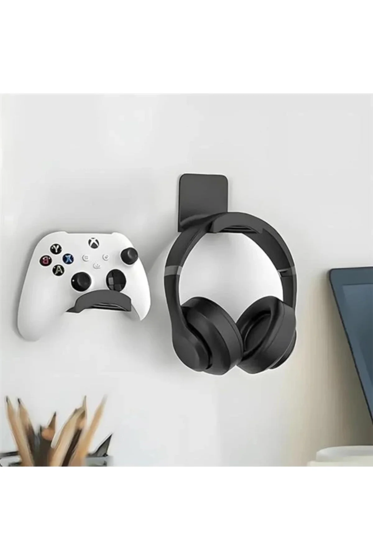 Duvar Montajlı Kulaklık ve Oyun Controller Tutucu | 2'li Set | Kendinden Yapışkanlı | Kulaklık