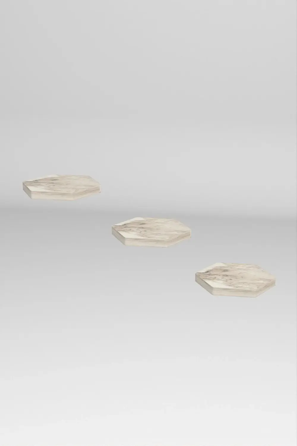 Duvar Rafı Dekoratif 3 Adet Çiçeklik Altıgen Efes