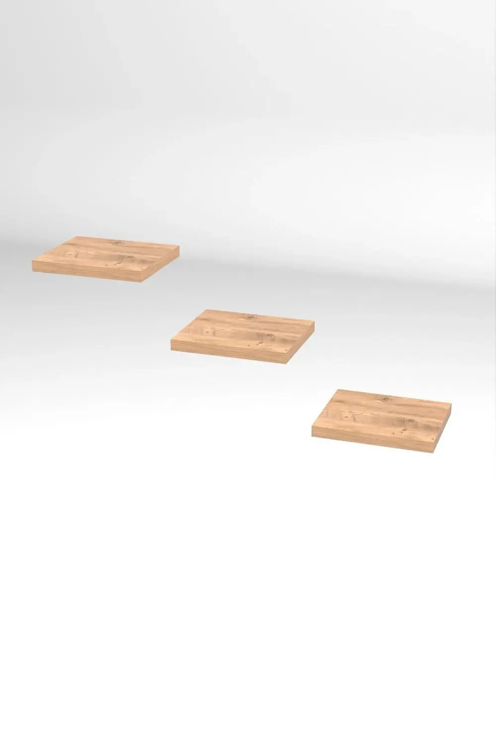 Duvar Rafı Dekoratif 3 Adet Çiçeklik Kare Ceviz