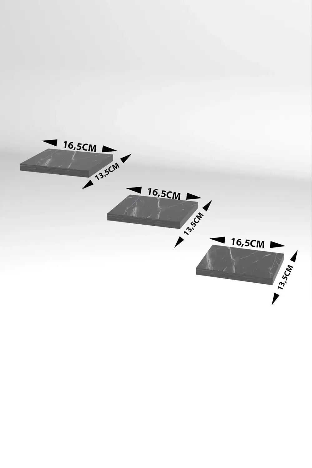 Duvar Rafı Dekoratif 3 Adet Çiçeklik Kare Ceviz