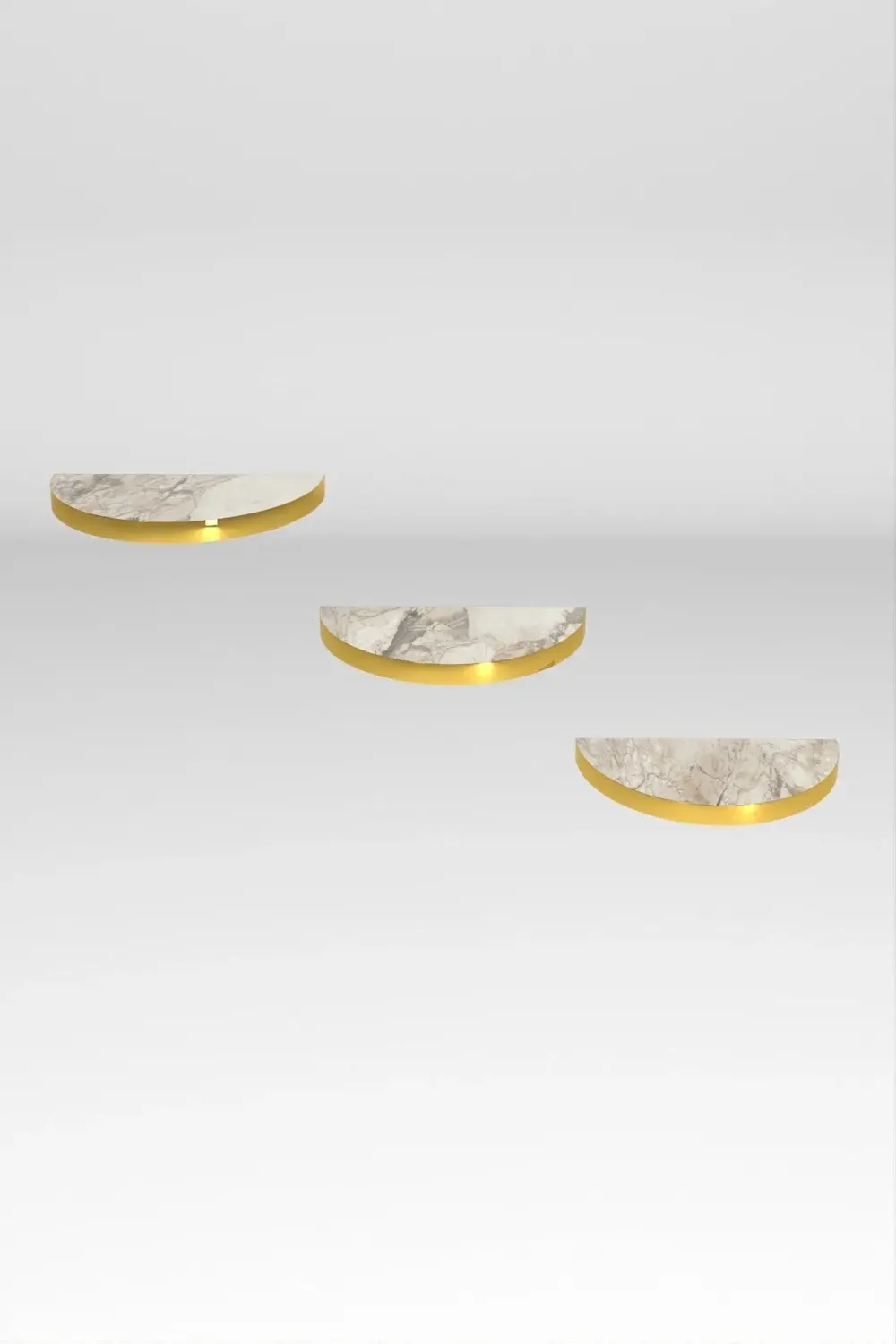 Duvar Rafı Dekoratif 3 Adet Çiçeklik Oval Altın Efes