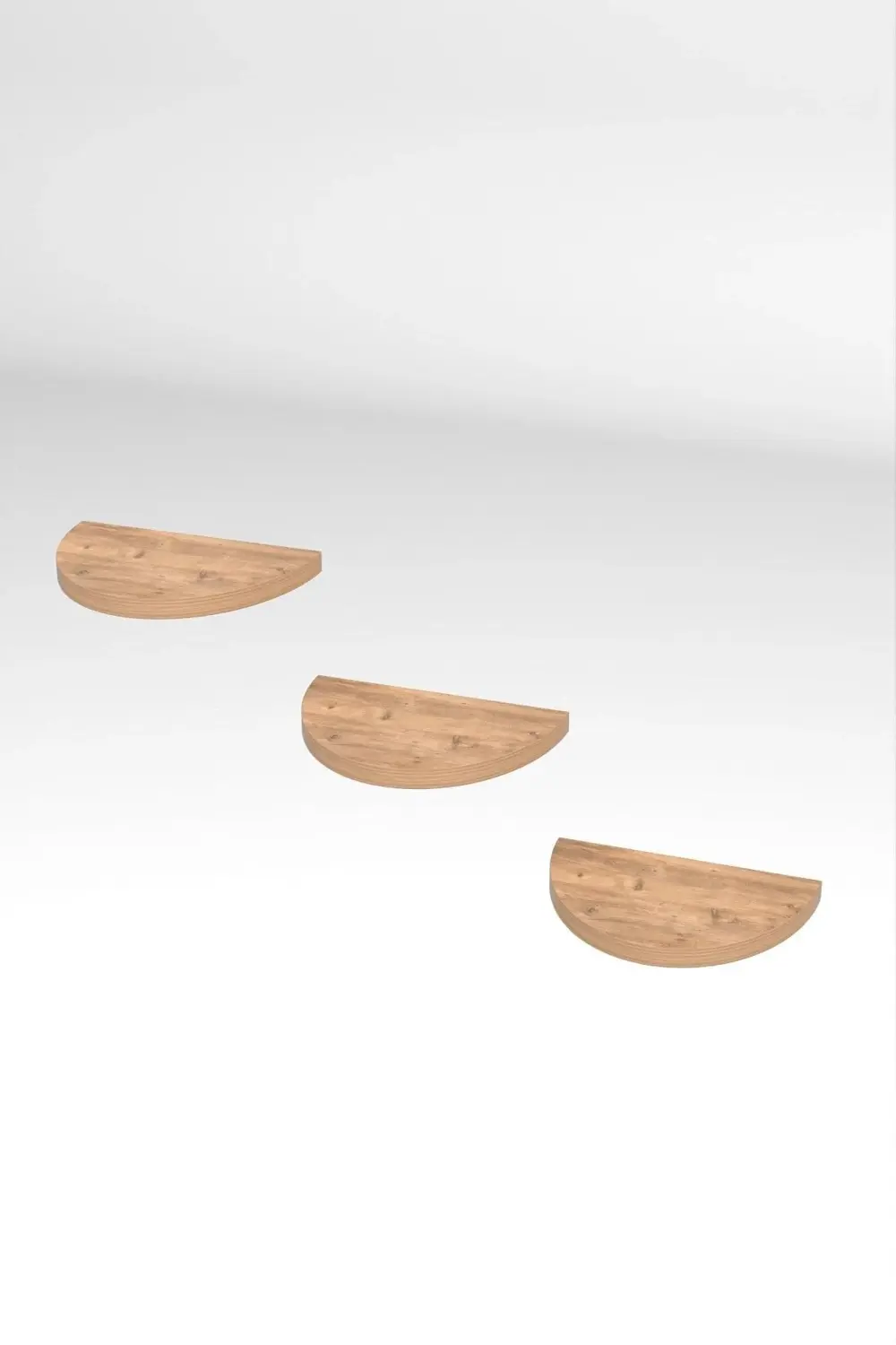 Duvar Rafı Dekoratif 3 Adet Çiçeklik Oval Ceviz