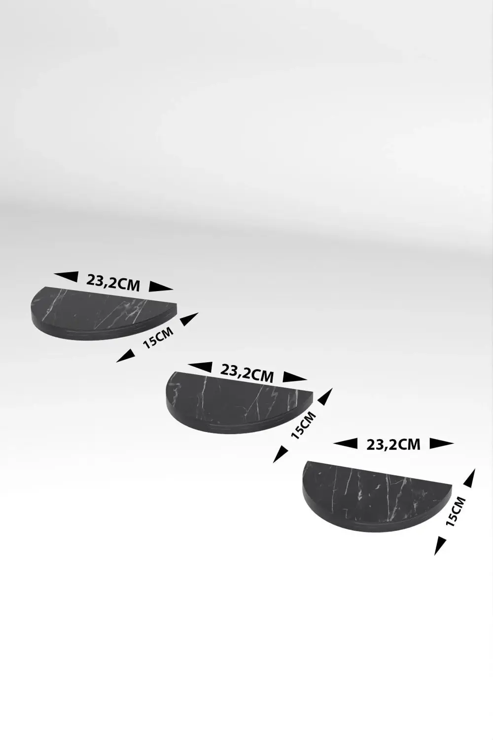 Duvar Rafı Dekoratif 3 Adet Çiçeklik Oval Efes