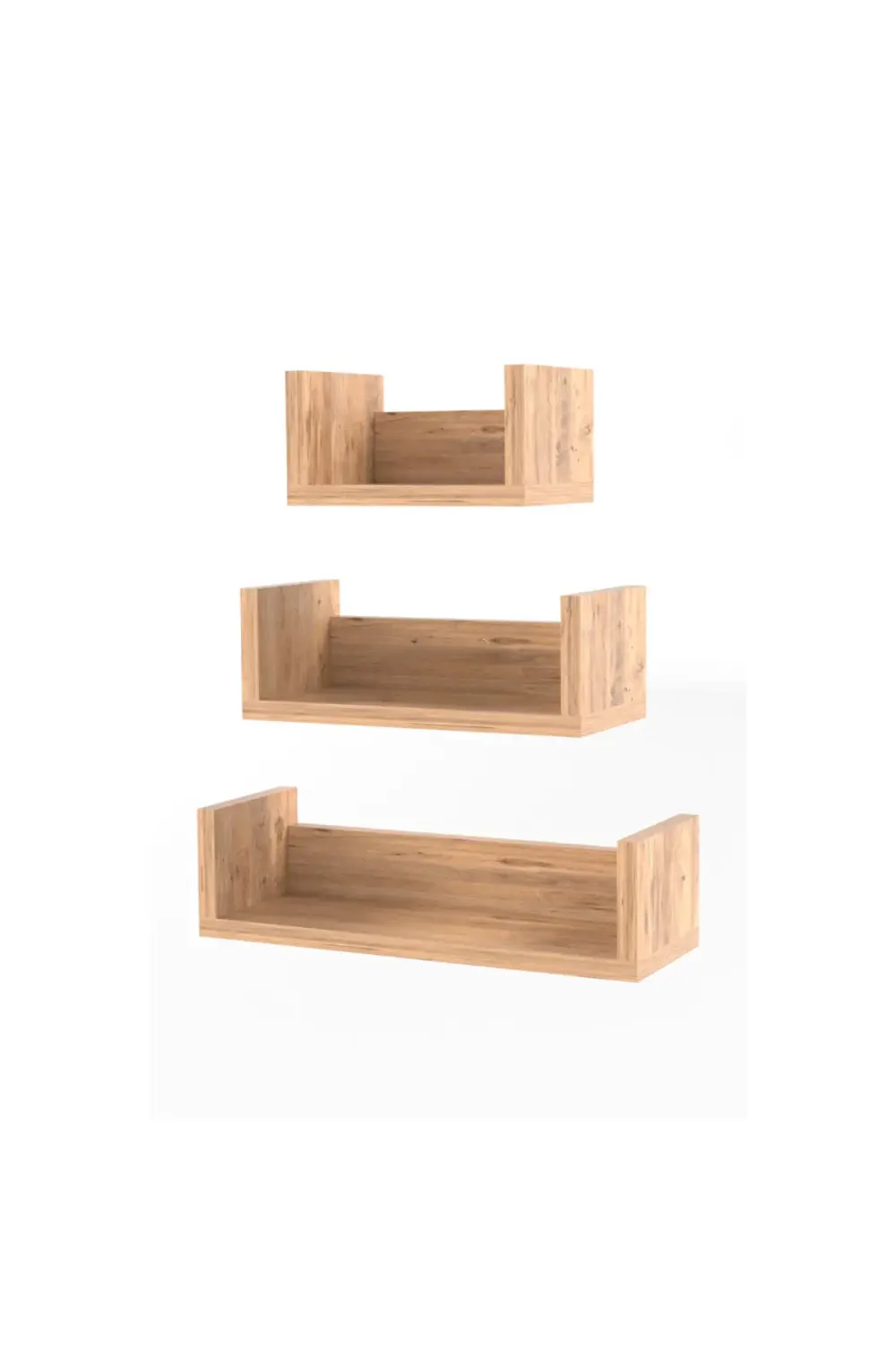 Duvar Rafı Dekoratif U Raf Ceviz