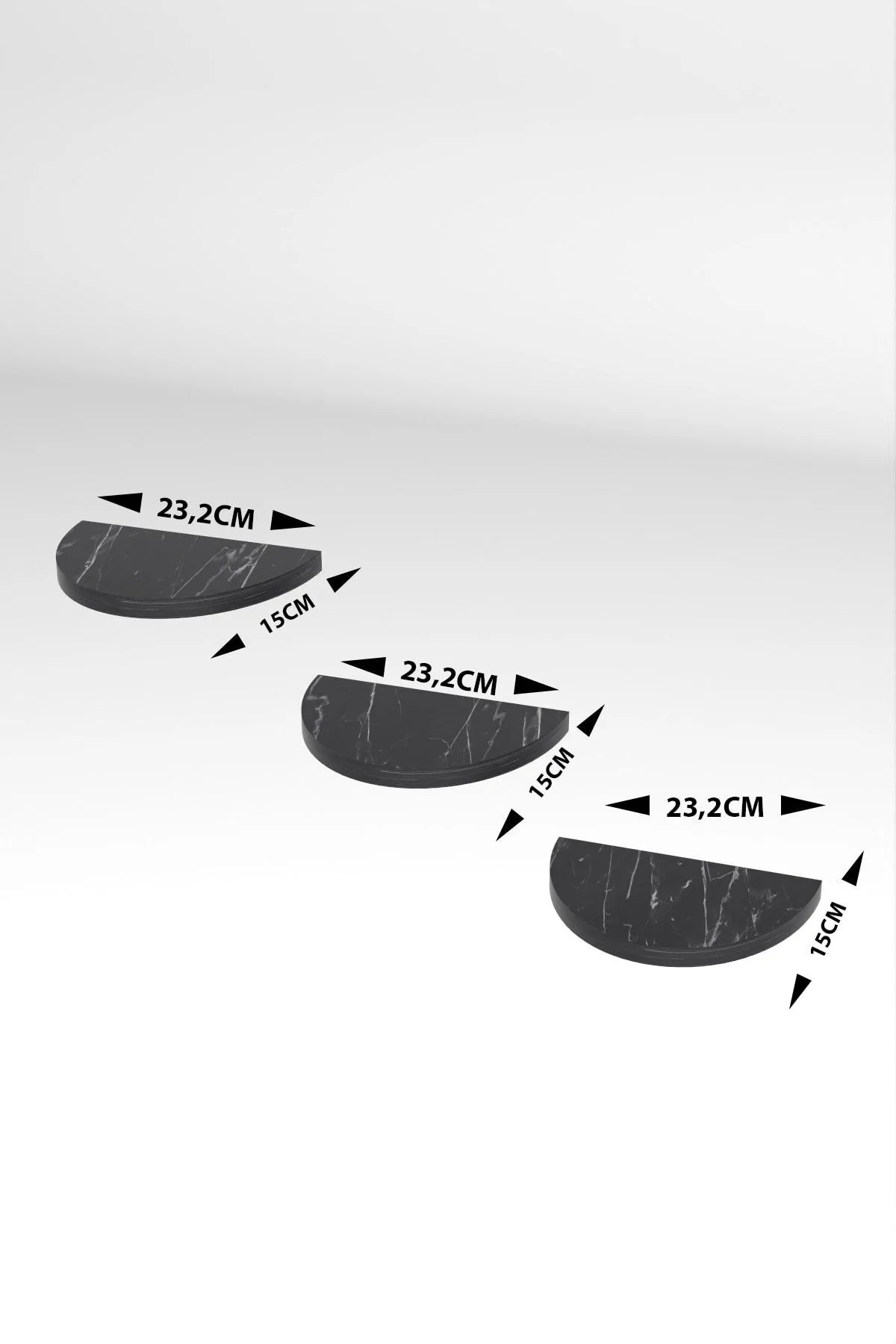 Duvar Rafı Dekoratif 3 Adet Çiçeklik Oval Altın Efes