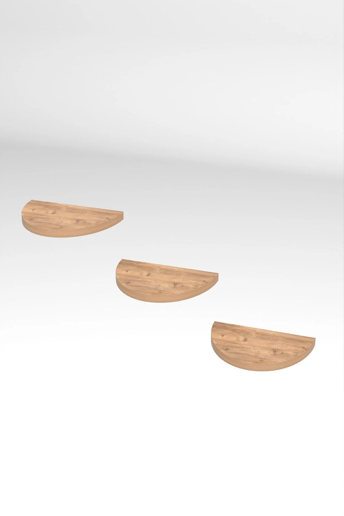 Duvar Rafı Dekoratif 3 Adet Çiçeklik Oval Ceviz