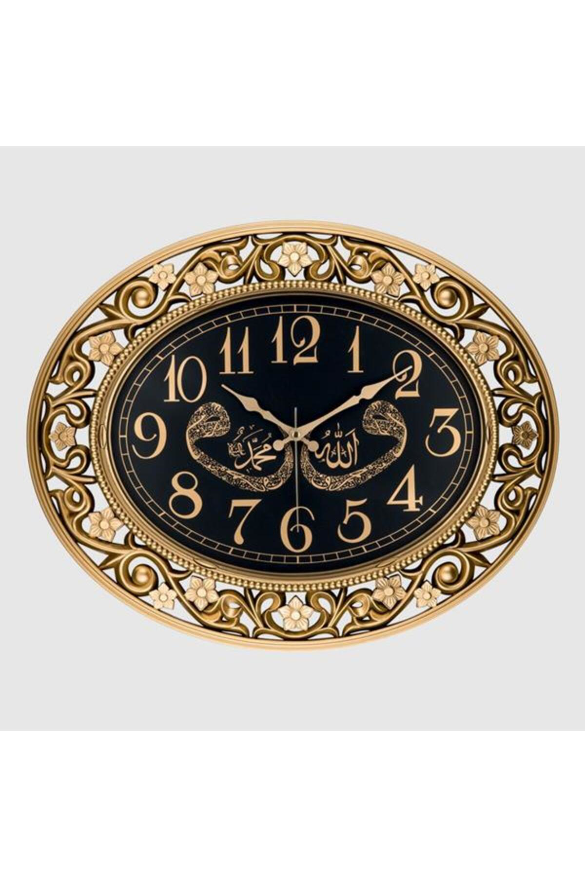 Özçelikler Duvar Saati Akrilik Eskitme Boyali Allah-Muhammed-Vav Çap:60Cmx 5