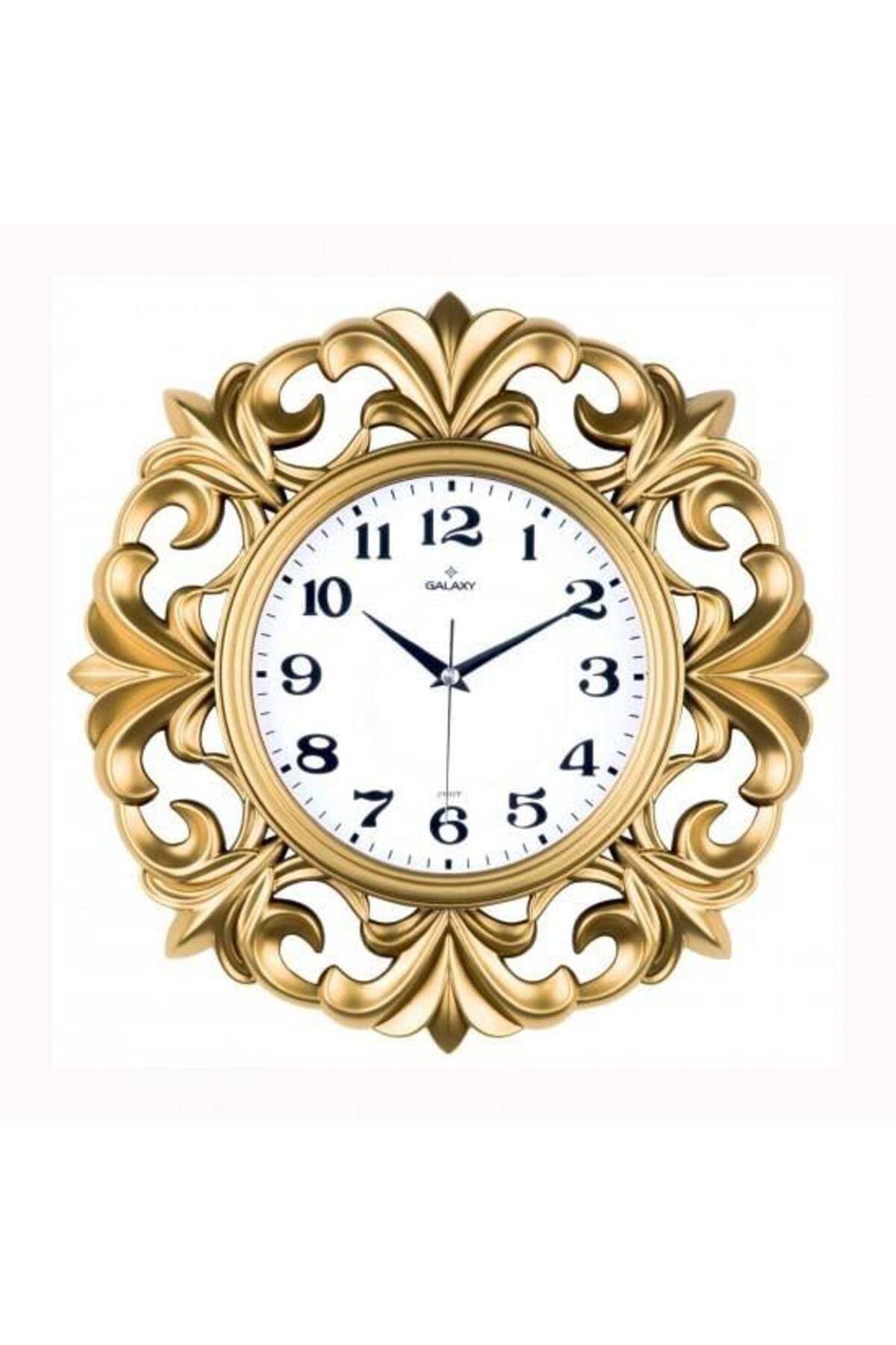 Universal Duvar Saati Altin Sarisi Çerçeve Çap:39.5Cmx 19.5Cm Akrilik Boyal