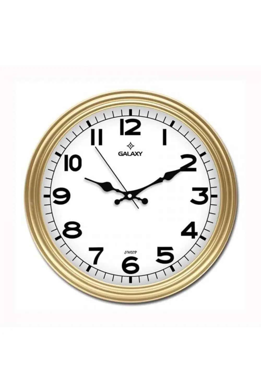 Duvar Saati Altın Sarısı Çerçeve Çap:30cm Akrilik Boyalı Abs Çerç