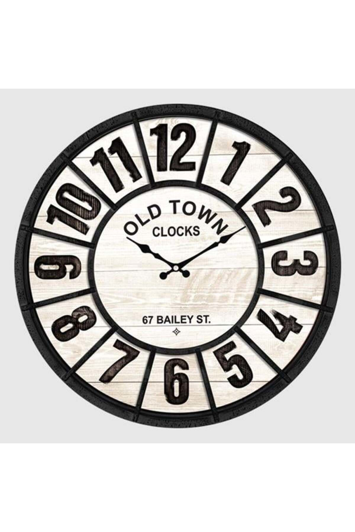 Universal Duvar Saati Diş Kenar Siyah İçi Krem Beyaz 50Cm Dekoratif Eksitme