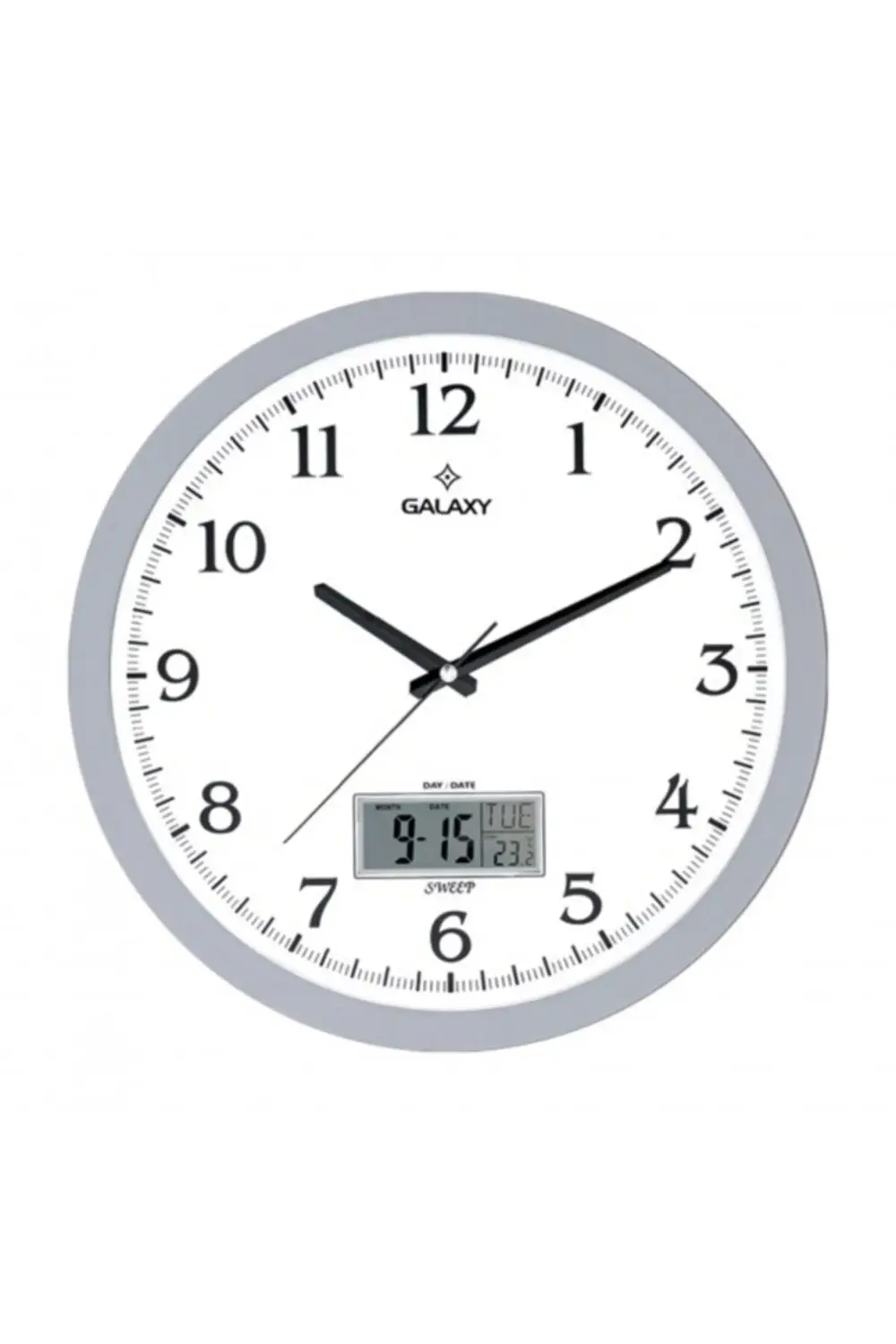 DUVAR SAATİ GRİ ÇERÇEVELİ 35.5CM TAKVİMLİ TERMOMETRELİ HİGROMETRE