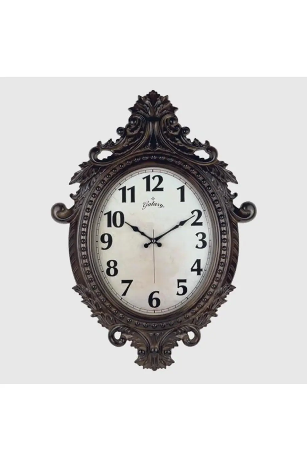 Duvar Saati Kahverengi Çerçeve Çap:73cm X 54cm Vintage Taçlı Eksi