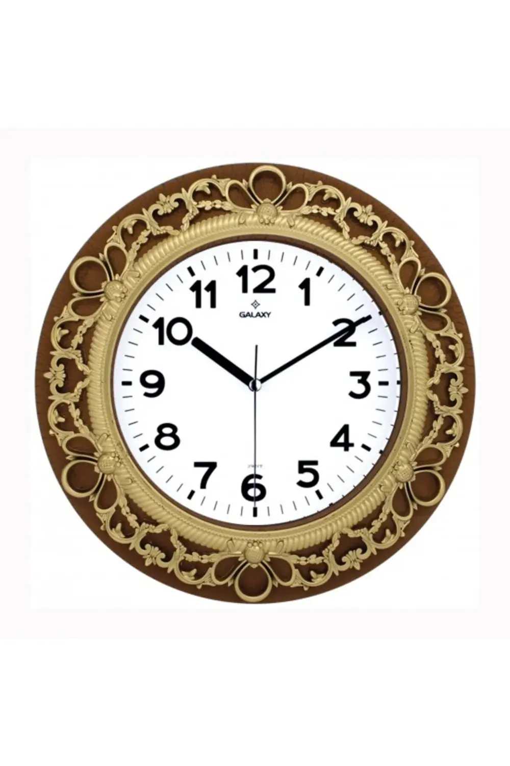 Duvar Saati Kaverengi-altın Sarısı Çerçeve Çap:32.8cm Akrilik Boy