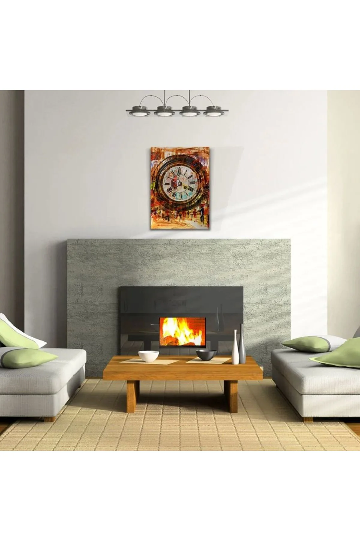 Duvar Saati , Pastel Renklerde Kanvas Tablo 50 x 70 Duvar Saati , Pastel Renklerde Kanvas Tablo 50 x 70