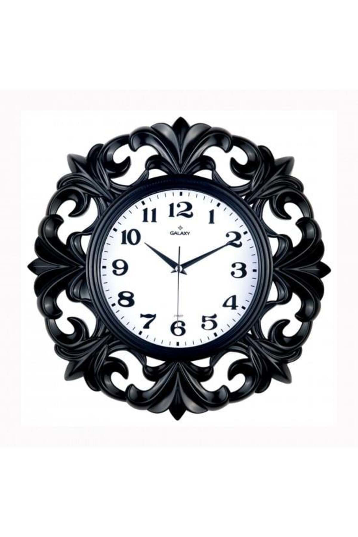 Galaxy Duvar Saati Siyah Çerçeve Çap:39.5Cmx 19.5Cm Akrilik Boyalı Abs K