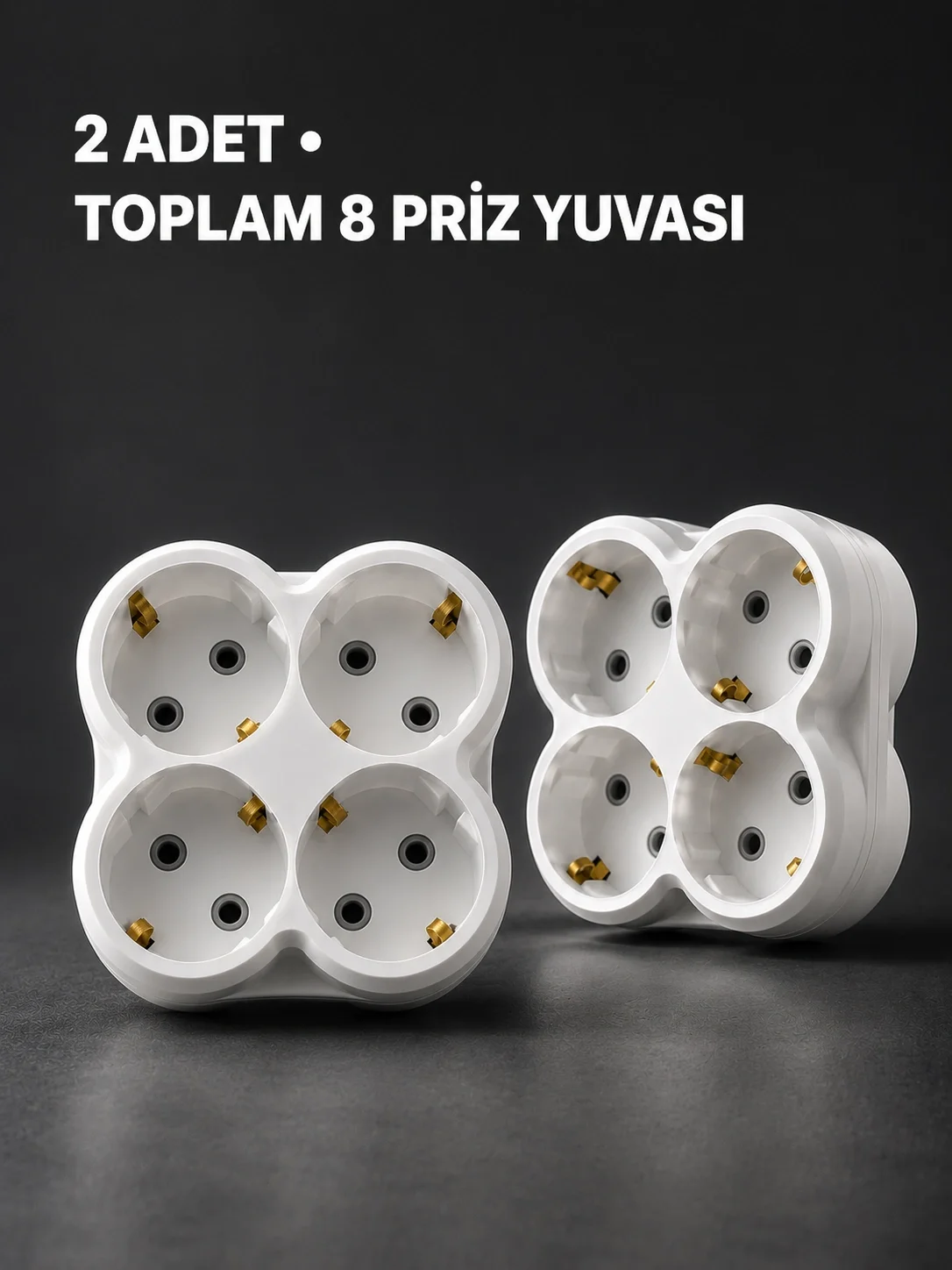 Duvar Tipi 4 Çıkışlı Priz Çoğaltıcı Kablosuz Kompakt Tasarım 2 Adet