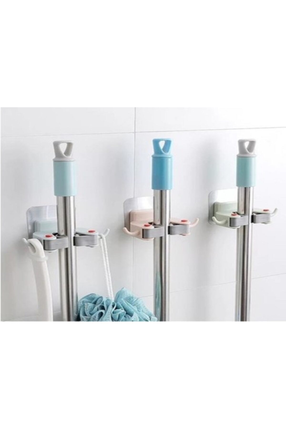 Duvar Tipi Mop Sopa Tutacağı Kendinden Yapışkanlı Güçlü Tutucu