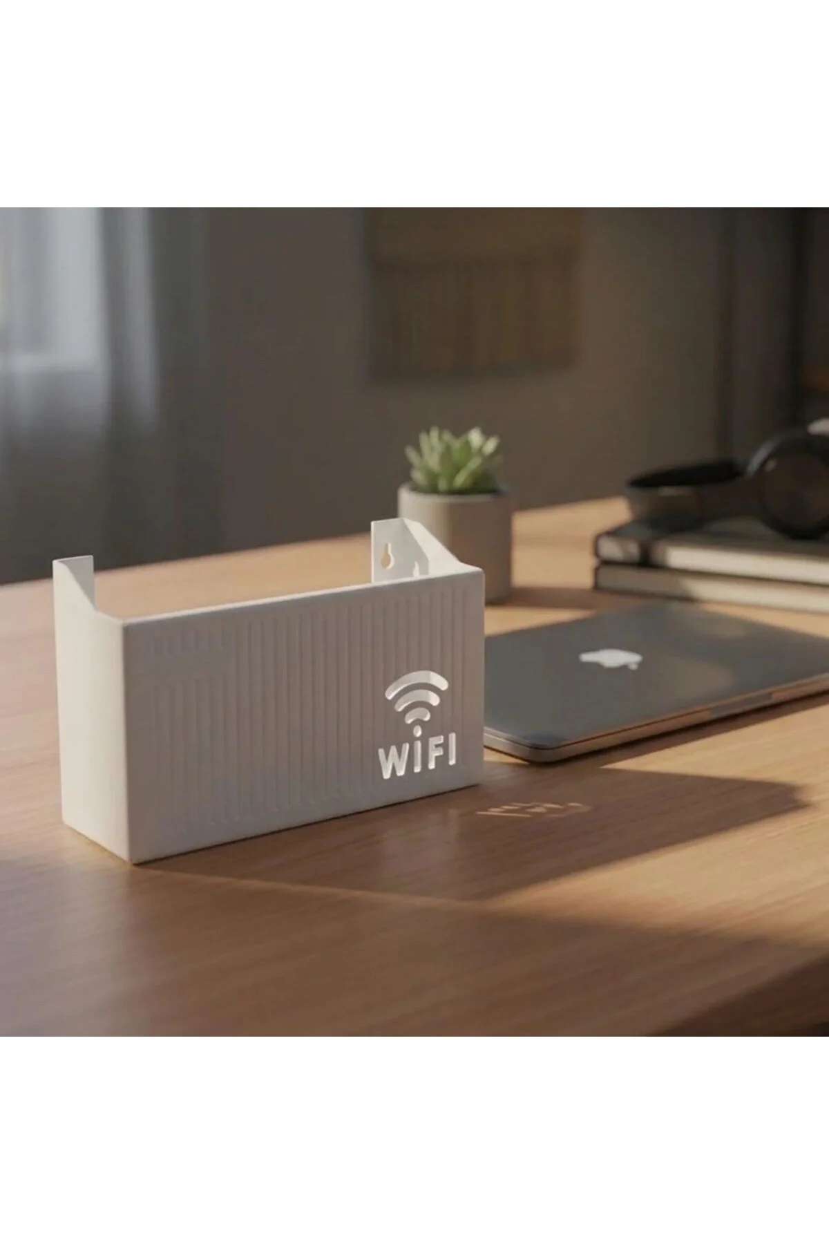 Duvar Tipi Wi-Fi Modem Saklama Kutusu(Beyaz) – Kablo Düzenleyici Router Raf Organizer - Görsel 3