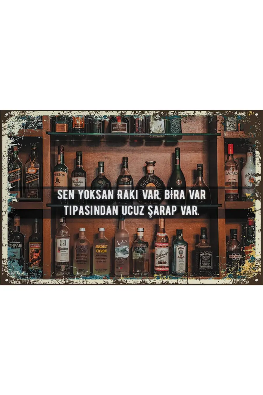 Duvar Yazıları Retro Ahşap Poster