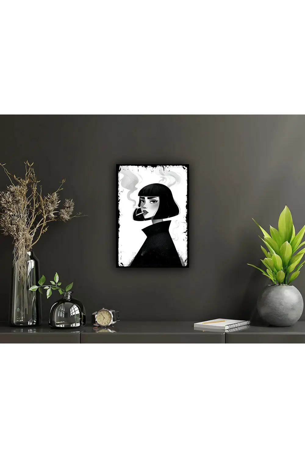 Duvar Yazısı Kadın Retro Ahşap Poster Tablo (20X30)