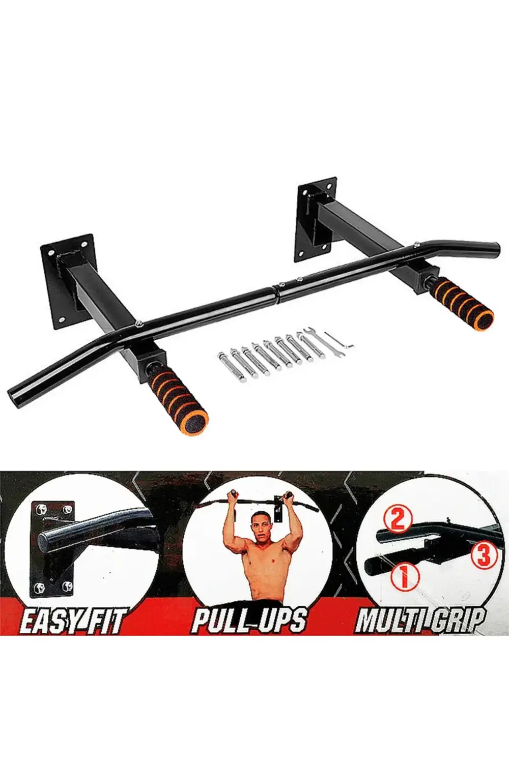 Duvara Monte Çok Amaçlı Bafiks Aleti -Fitness Barı-Omuz-Sırt-Barf