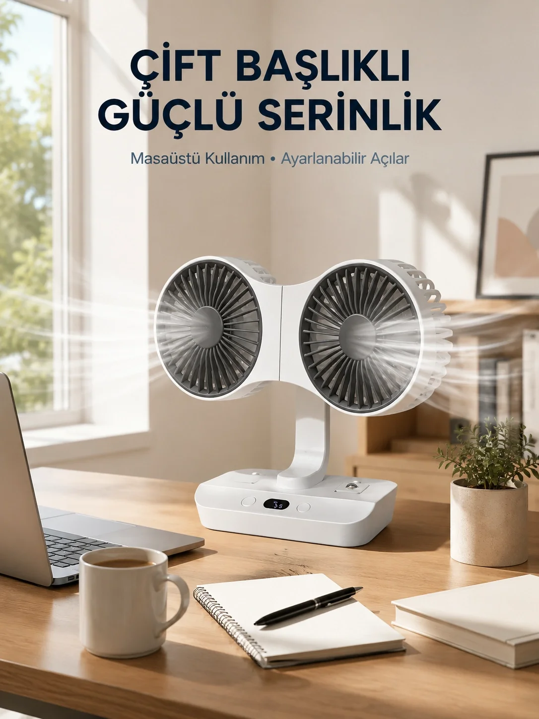 Duvara Monte Edilebilen Çift Başlıklı Sessiz Masa Fanı Duvara Monte Edilebilen Çift Başlıklı Sessiz Masa Fanı