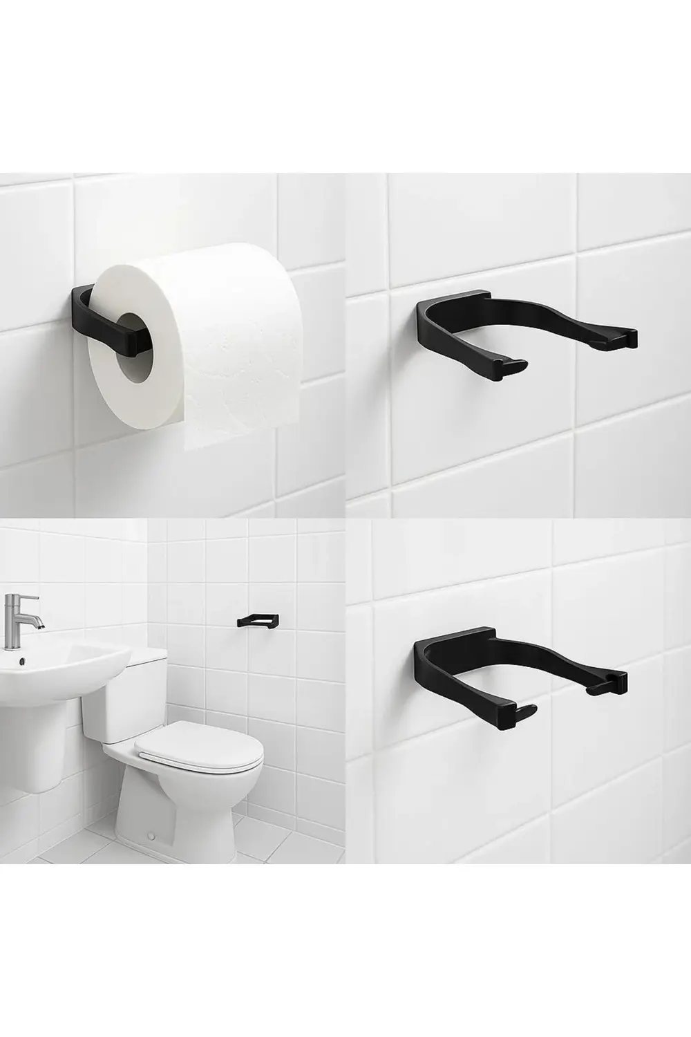 Duvara Monte Siyah Peçetelik Minimal Banyo Aksesuarı