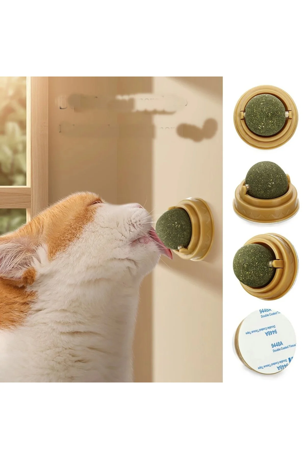 Duvara Yapışan Dönen Kedi Nanesi Cat Oyun Topu Doğal Kedi Oyuncağ