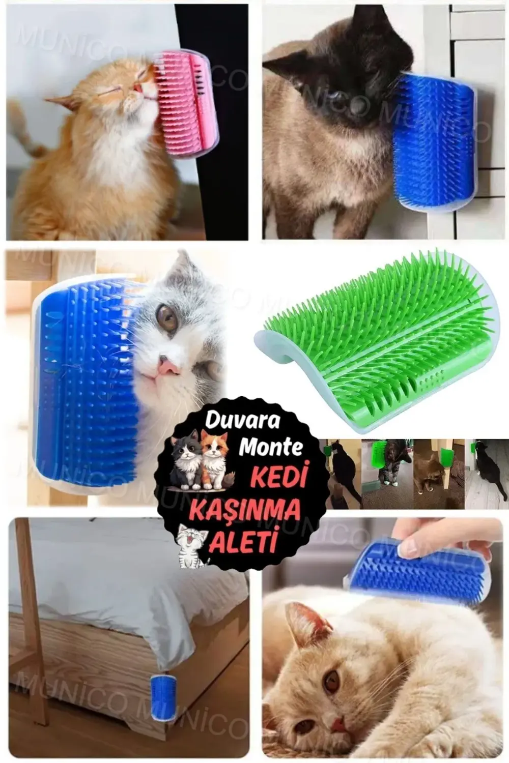 Duvara Yapışan Kedi Kaşıma Aparatı – Tüy Temizleme ve Kaşınma İçi