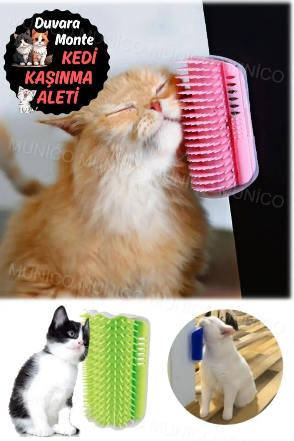 Duvara Yapışan Kedi Kaşıma Aparatı – Tüy Temizleme ve Kaşınma İçi
