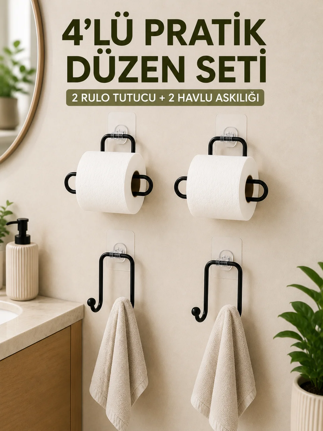 Duvara Yapışkanlı Rulo Kağıtlık ve Havlu Askılığı 2’şer Adet 4’lü Set Fiyatı, Yorumları ve Özellikleri
