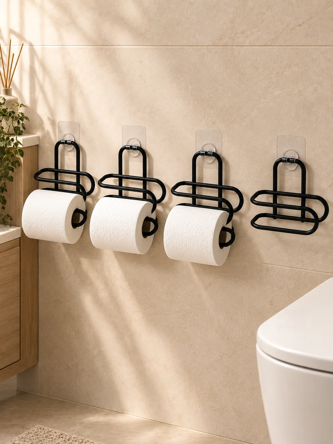 Duvara Yapışkanlı WC Kağıtlık Siyah Metal 4 Adet Tuvalet Kağıdı Rulo Askısı Fiyatı, Yorumları ve Özellikleri