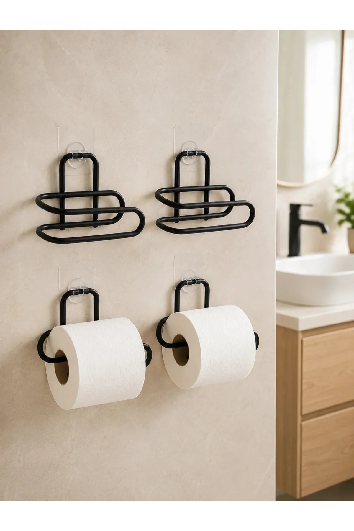 Duvara Yapışkanlı WC Kağıtlık Siyah Metal 4 Adet Tuvalet Kağıdı Rulo Askısı Duvara Yapışkanlı WC Kağıtlık Siyah Metal 4 Adet Tuvalet Kağıdı Rulo Askısı