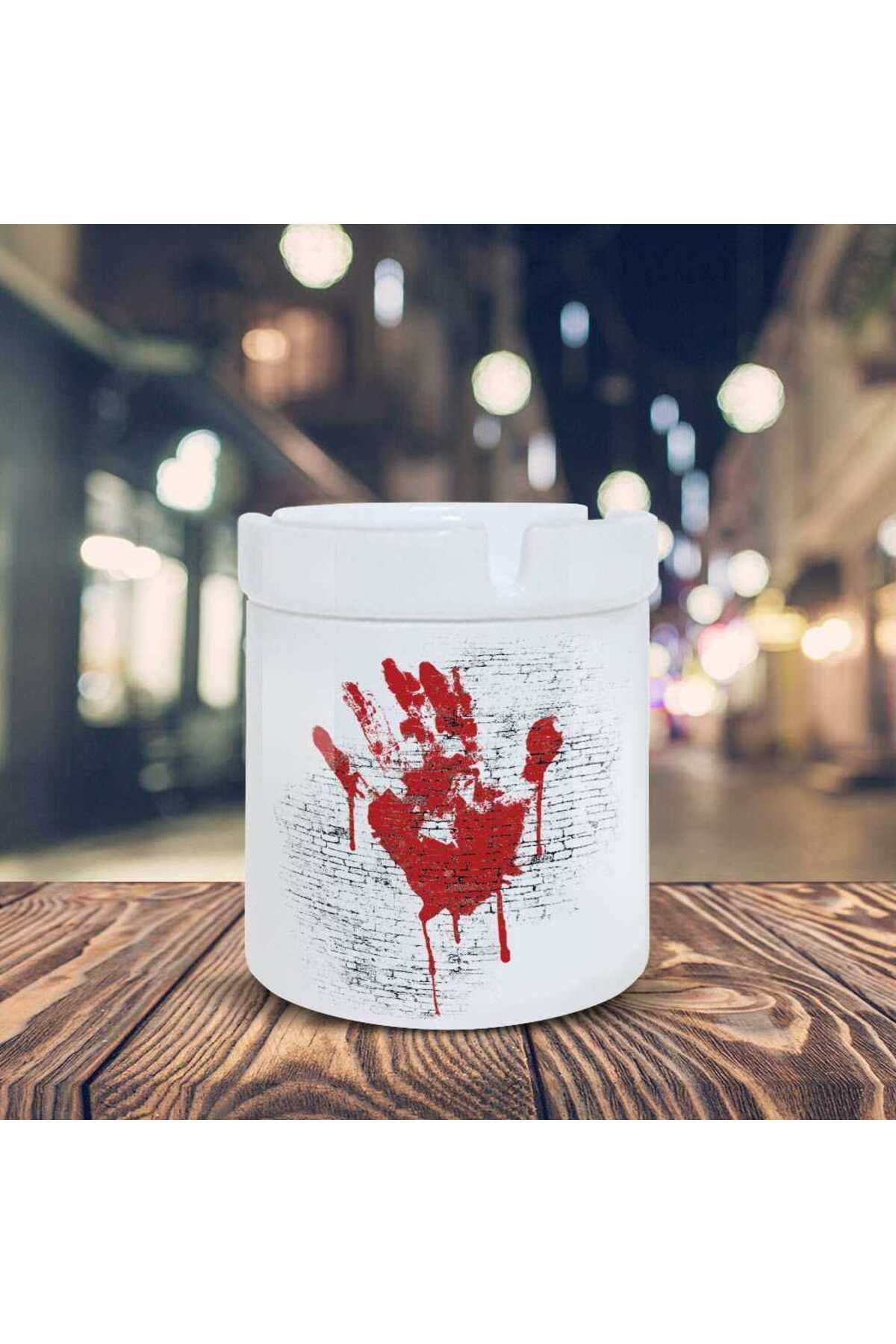 Asilmeydan Duvarda Kırmızı El İzi Baskılı Küllük Kül Tablası -3021458