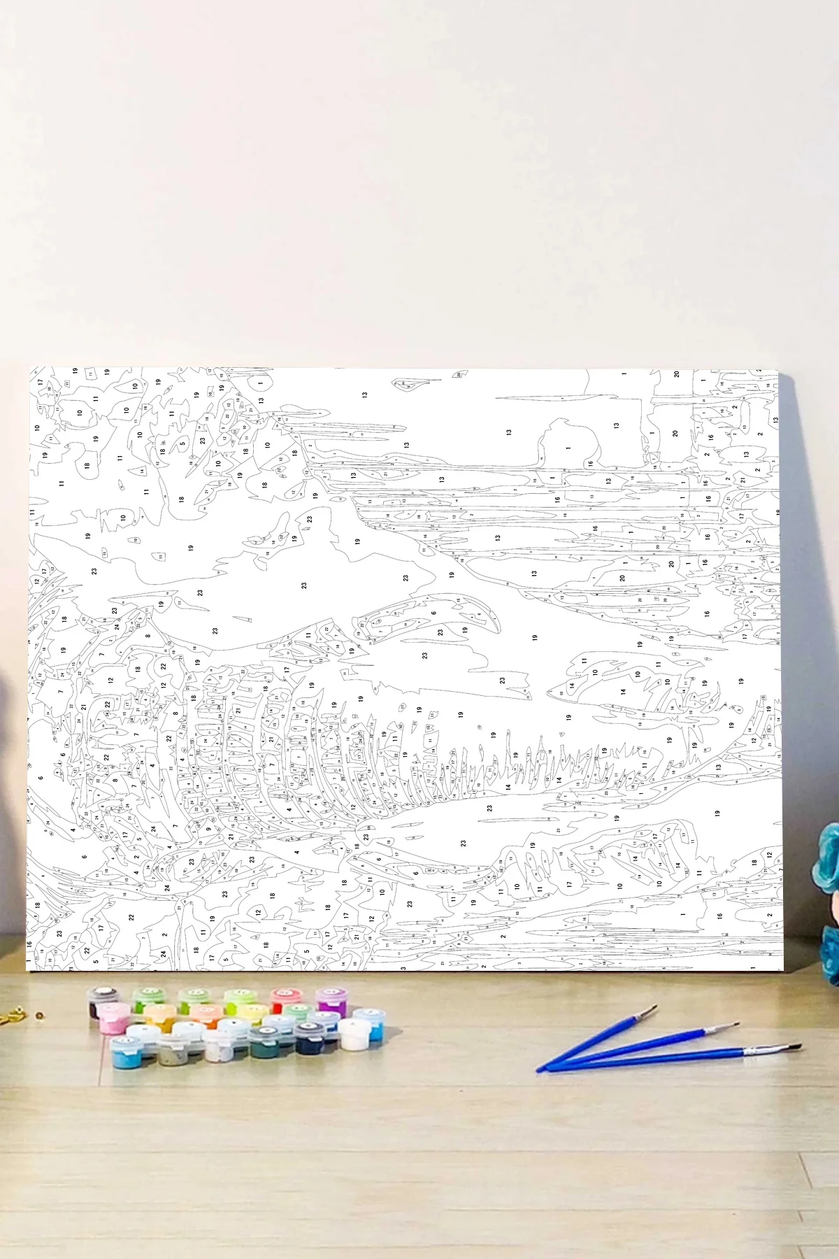 Duvarda Sayılarla Boyama Seti Güçlü Kaplan 60x75 Cm Rulo