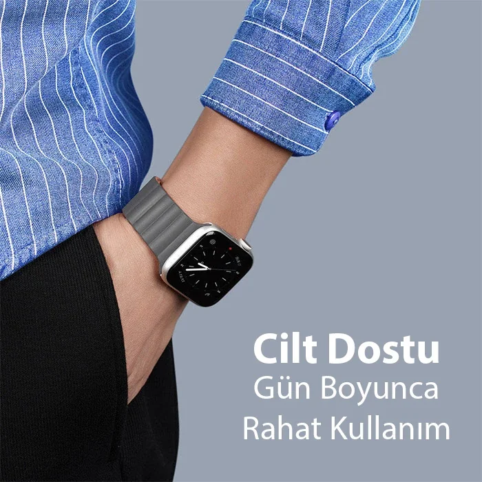 DUX DUCIS Apple Watch 42/44/45MM için Manyetik Zincir Versiyon PU Deri Kayış Kordon-1852 DUX DUCIS Apple Watch 42/44/45MM için Manyetik Zincir Versiyon PU Deri Kayış Kordon-1852