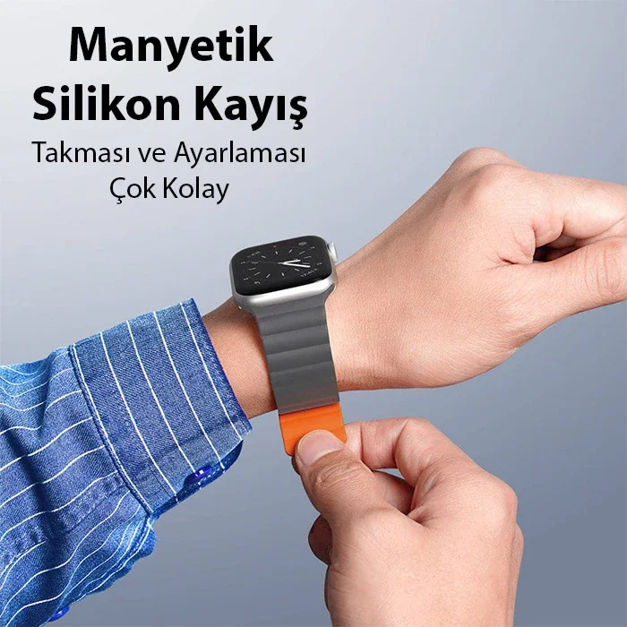 DUX DUCIS Apple Watch 42/44/45MM için Manyetik Zincir Versiyon PU Deri Kayış Kordon-1852 DUX DUCIS Apple Watch 42/44/45MM için Manyetik Zincir Versiyon PU Deri Kayış Kordon-1852