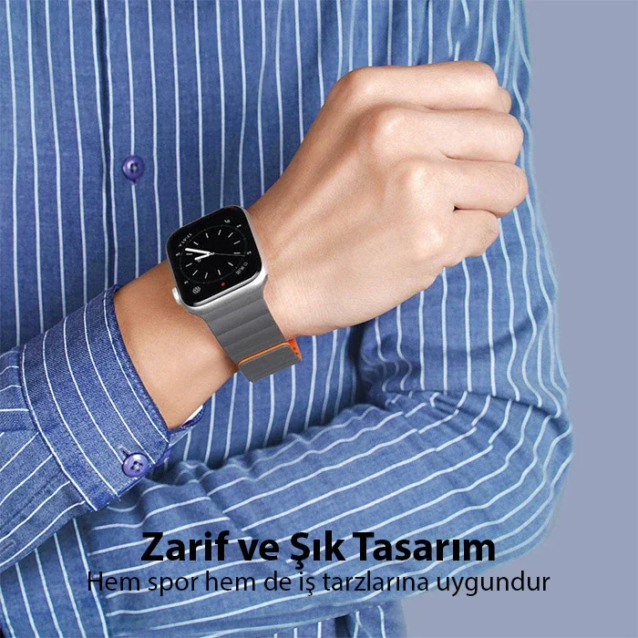 DUX DUCIS Apple Watch 42/44/45MM için Manyetik Zincir Versiyon PU Deri Kayış Kordon-1852 DUX DUCIS Apple Watch 42/44/45MM için Manyetik Zincir Versiyon PU Deri Kayış Kordon-1852