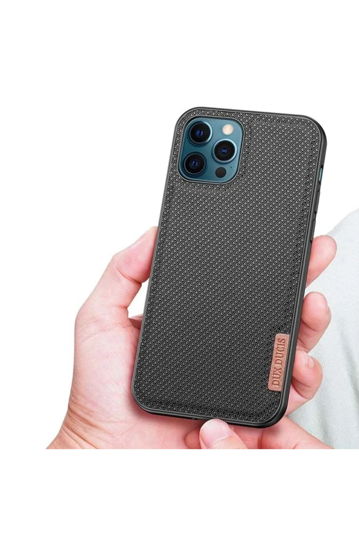 Dux Ducis Fino Serisi iPhone 12 Pro Max Kılıf Premium Dokuma Sili