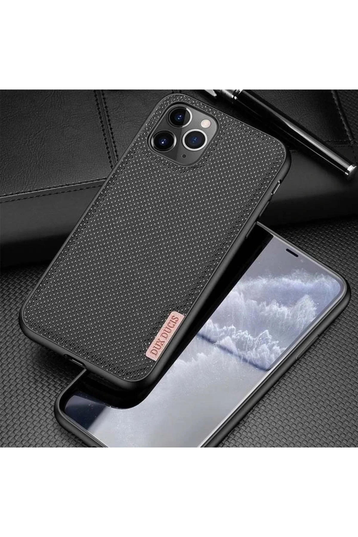 Dux Ducis Fino Serisi iPhone 11 Pro Max Kılıf Premium Dokuma Sili