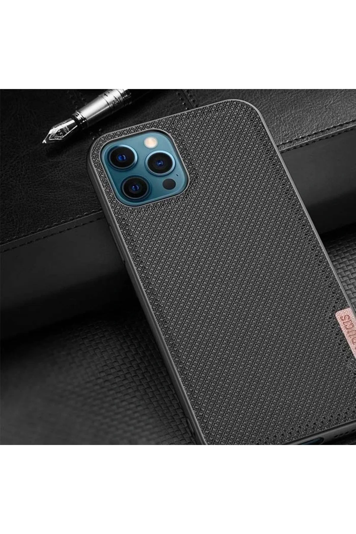 Dux Ducis Fino Serisi iPhone 12 Pro Max Kılıf Premium Dokuma Sili