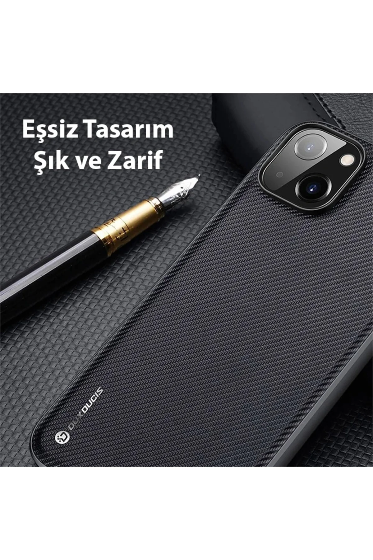 Dux Ducis Fino Serisi iPhone 14 6.1 inç Kılıf Premium Dokuma Sili
