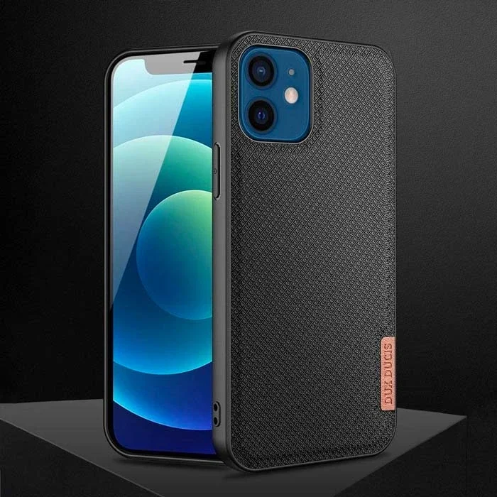 Dux Ducis Fino Serisi iPhone 12 -12 Pro 6.1inç Kılıf Premium Dokuma Silikon Kılıf-1852