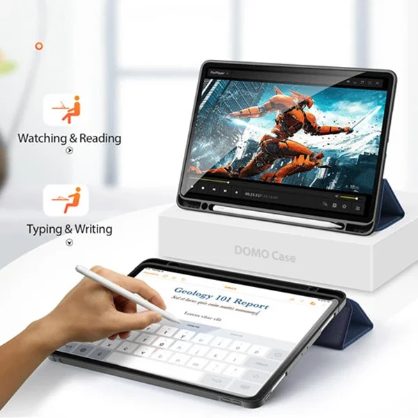 DUX DUCİS iPad Pro 12.9 (2021-2020-2018 )Kılıf Kalem Yerli Soft Tpu Mıknatıslı Domo Series Kılıf-1852