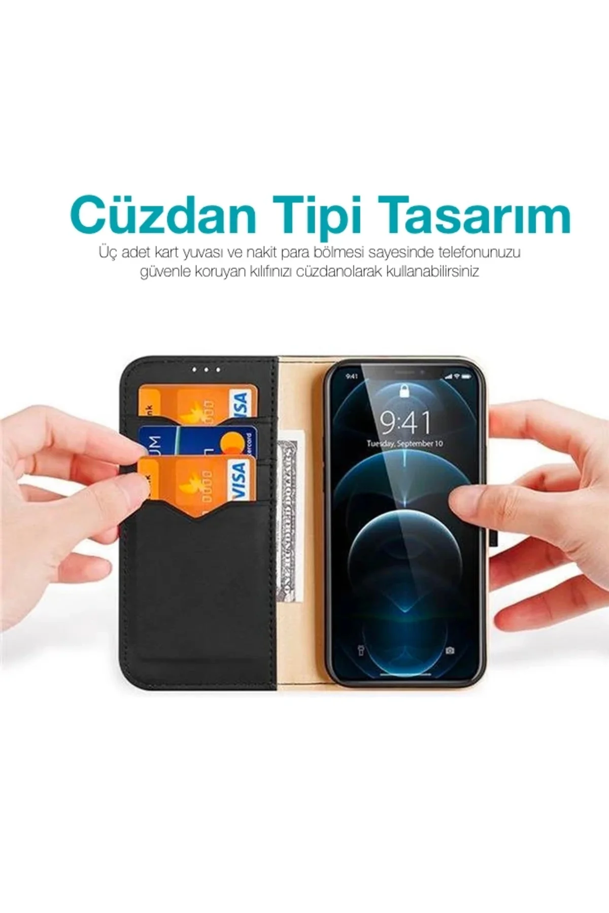 Dux Ducis iPhone 12 - 12 Pro Kılıf Mıknatıslı Cüzdanlı Deri Kılıf